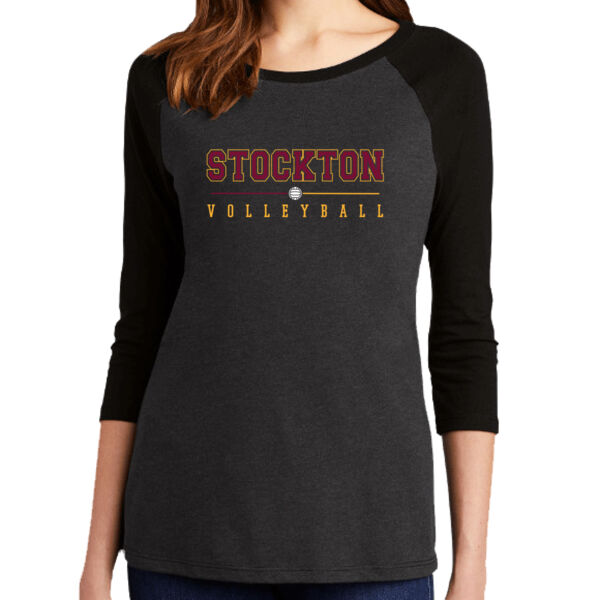Stockton Volleyball 2026 Logo 1 - Women's Perfect Tri ® 3/4 Sleeve Raglan Thumbnail